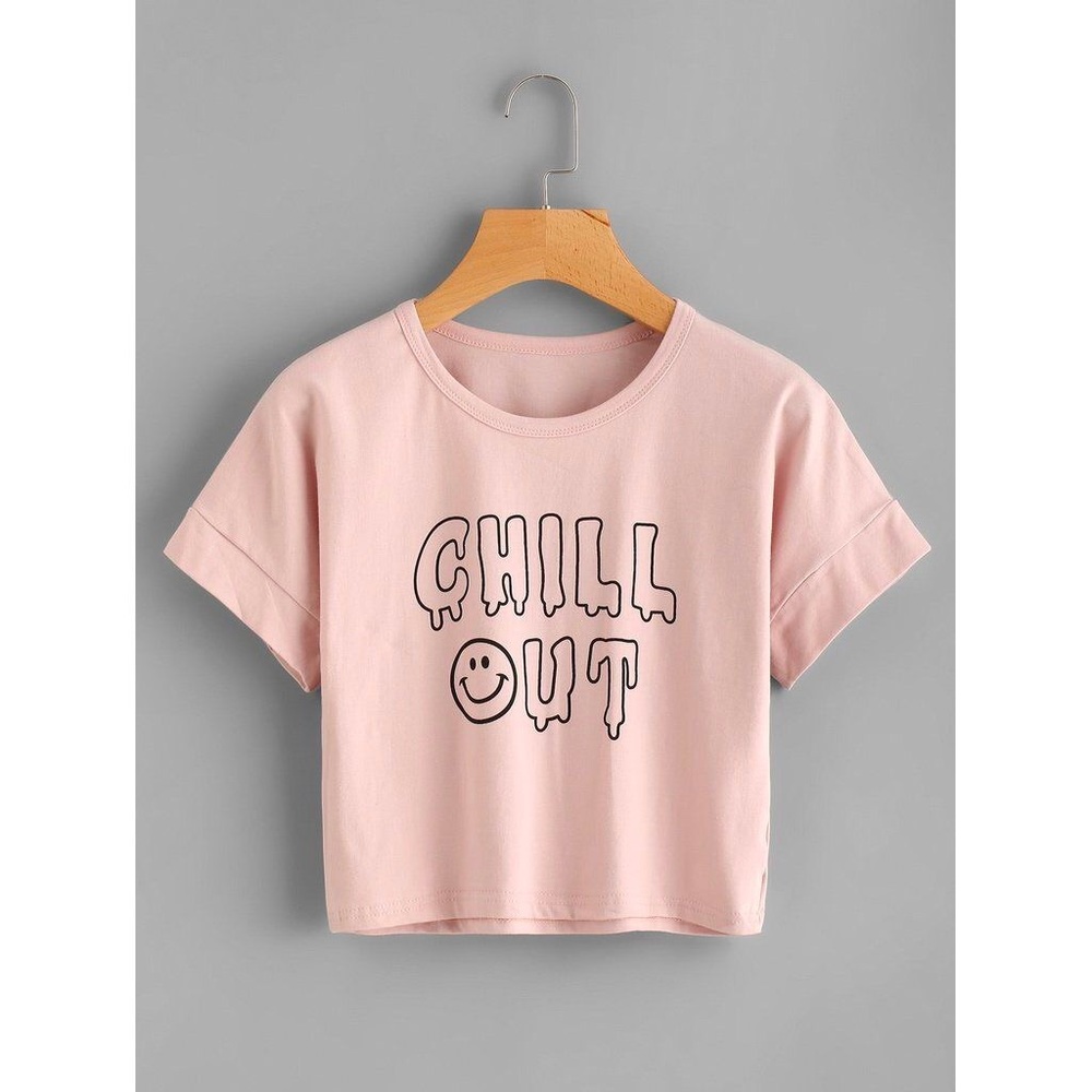 Pink “Chill Out” crop top